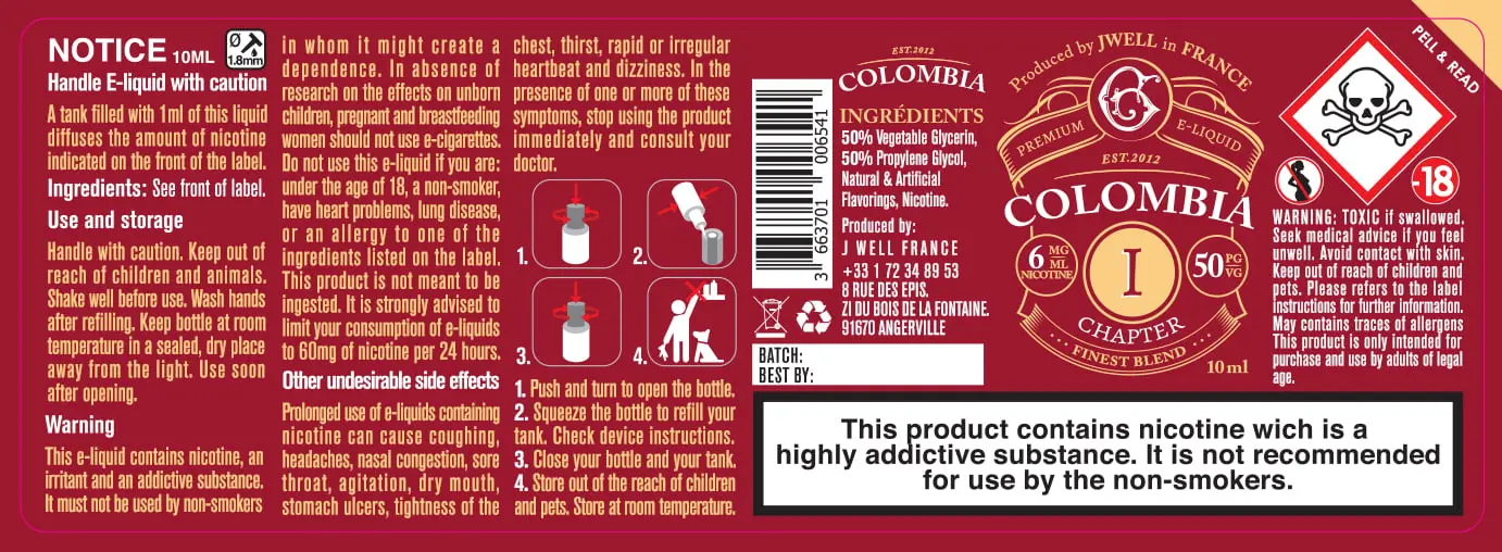 40X114 10ML COLOMBIA CHAPTER I 10ml-UK - 6mg