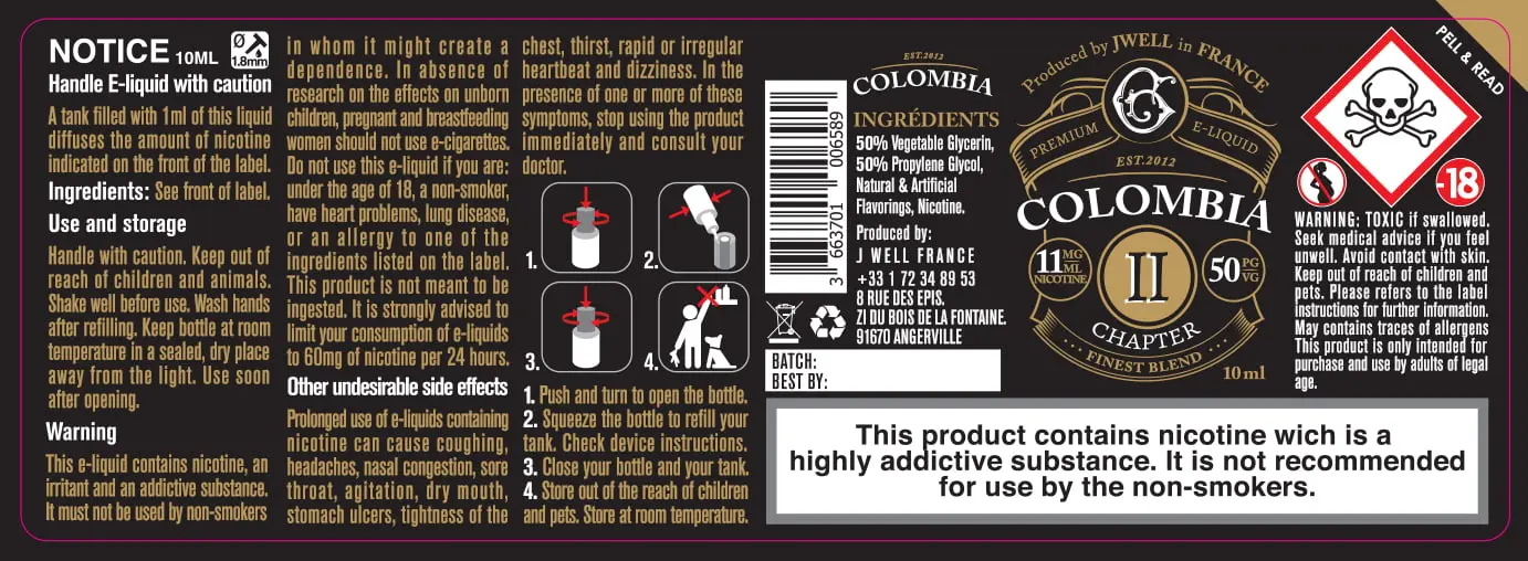 40X114 10ML COLOMBIA CHAPTER II 10ml-UK - 11mg