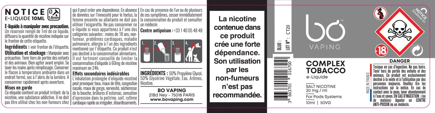 30X125 10ML COMPLEX-TOBACCO_20mg_BO_10ml-125x30mm_FR