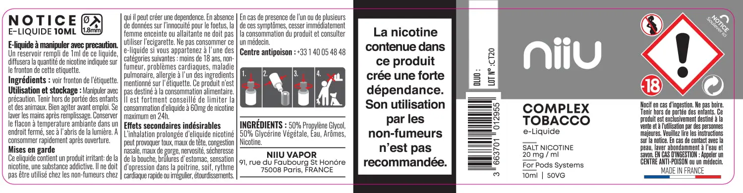 30X125 10ML COMPLEX-TOBACCO_20mg_NIIU_10ml-125x30mm_FR