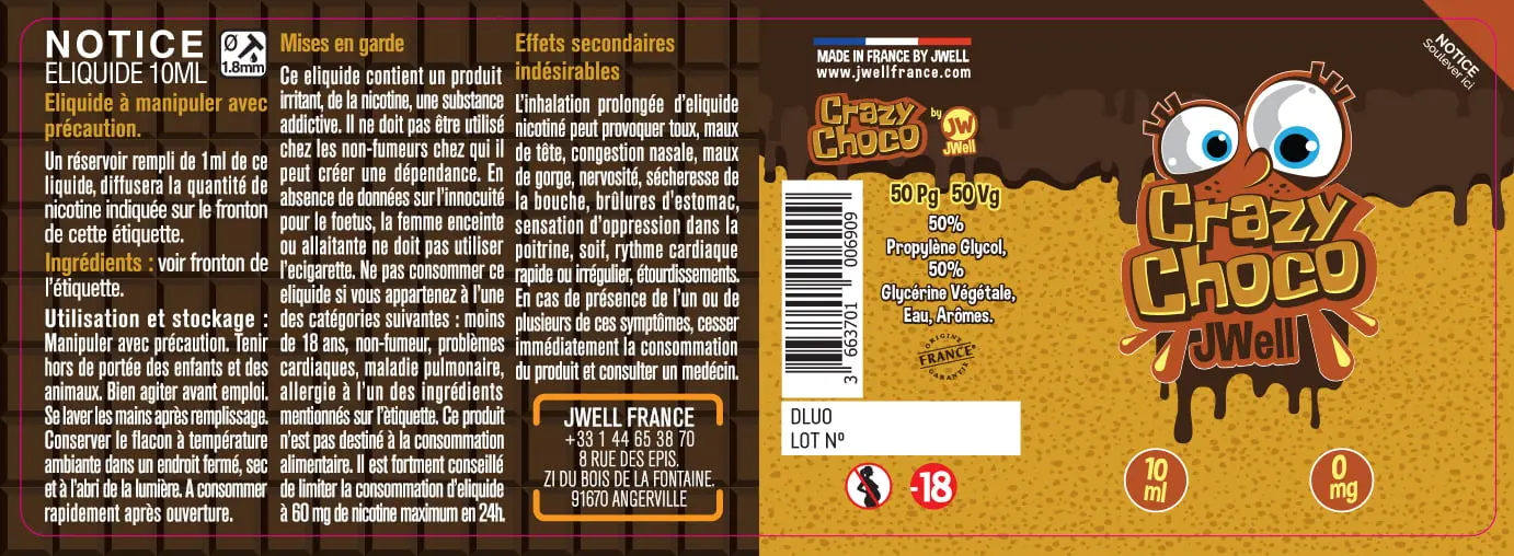 40X114 10ML CRAZY-CHOCO-10ml-0mg