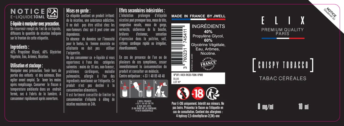 40X114 10ML CRISPY TOBACCO_10ml Label-0mg