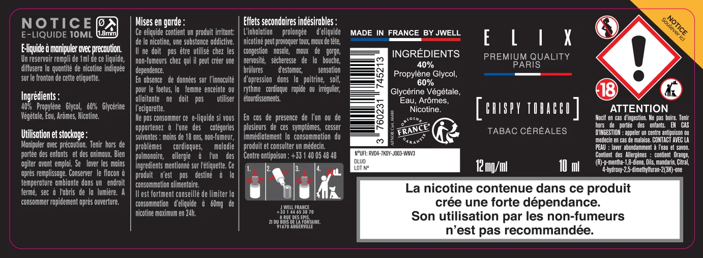 40X114 10ML CRISPY TOBACCO_10ml Label-12mg
