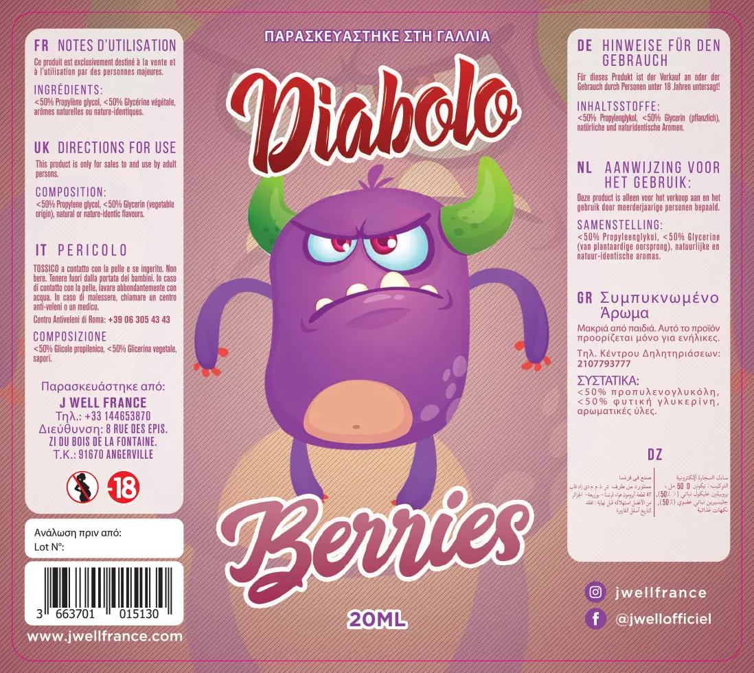 80X90 50ML DIABE - DIABOLO-20ml Greek_BERRIES - VB