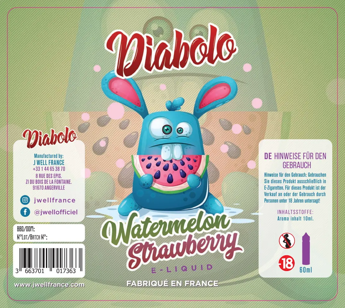 80X90 50ML DIAWS - DIABOLO_WATERMELON-STRAWBERRY_60ml- ALLEMAND VB