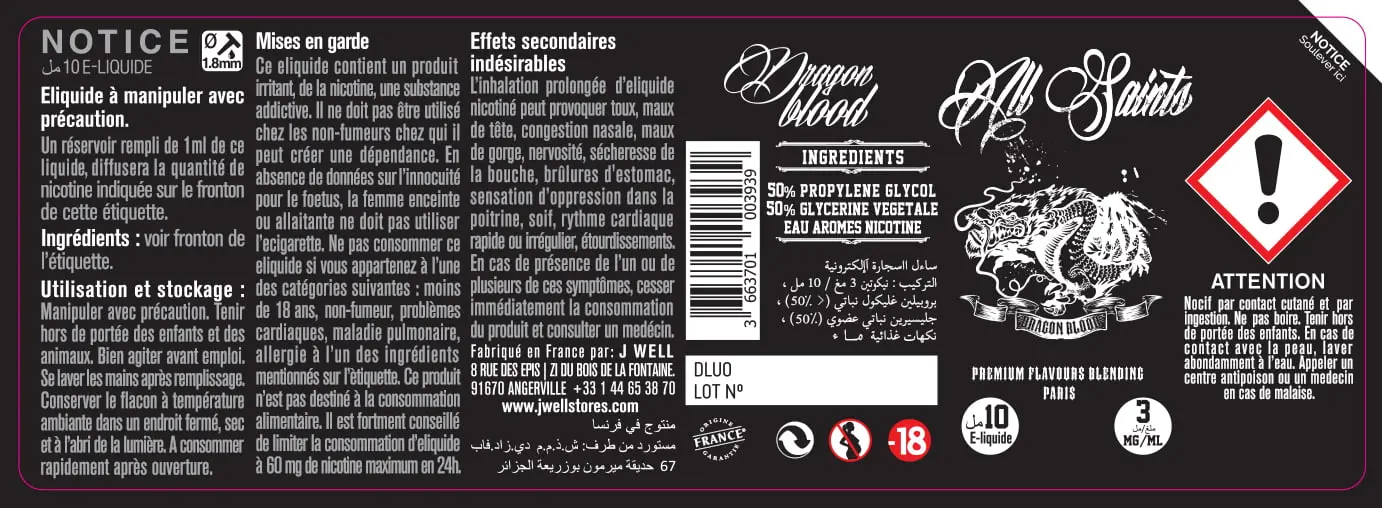 40X114 10ML DRAGON BLOOD 10ml ALGERIA-3mg