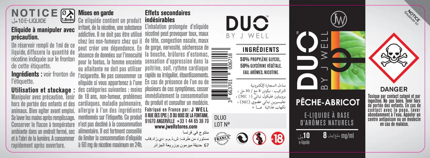 40X114 10ML DUO PECHE ABRICOT 10ml ALGERIA-8mg