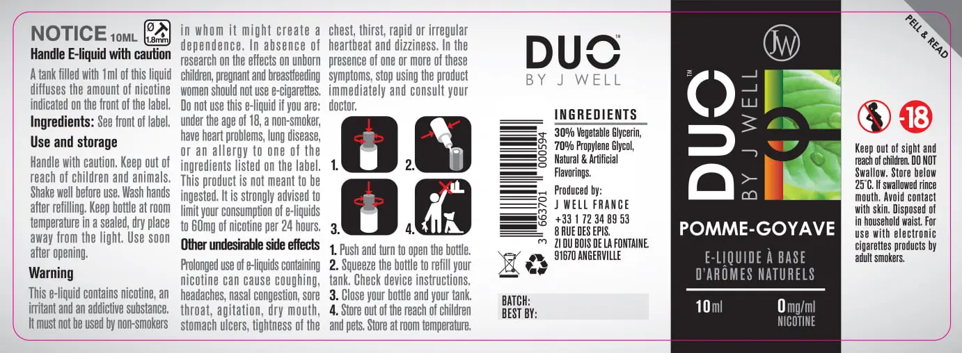40X114 10ML DUO POMME GOYAVE 10ml-UK - 0mg