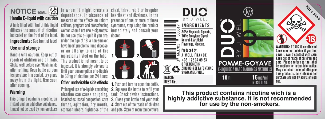 40X114 10ML DUO POMME GOYAVE 10ml-UK - 16mg