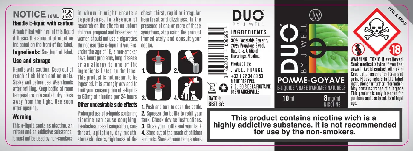 40X114 10ML DUO POMME GOYAVE 10ml-UK - 8mg