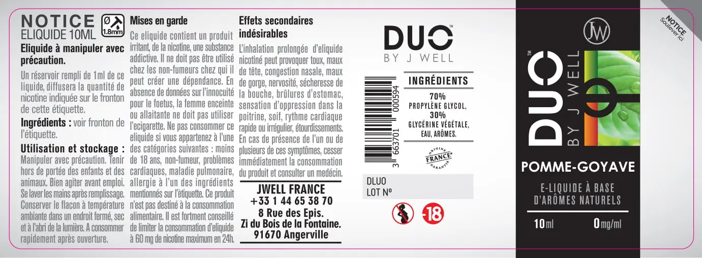 40X114 10ML DUOPOMME-GOYAVE-10ml-0mg