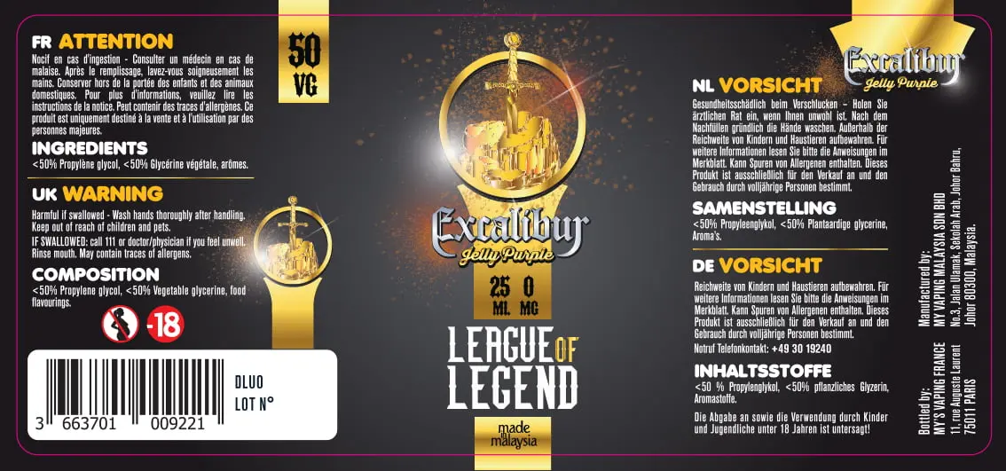 42X93 25ML EXCALIBUR_LOL_MY'S Vaping_25ml