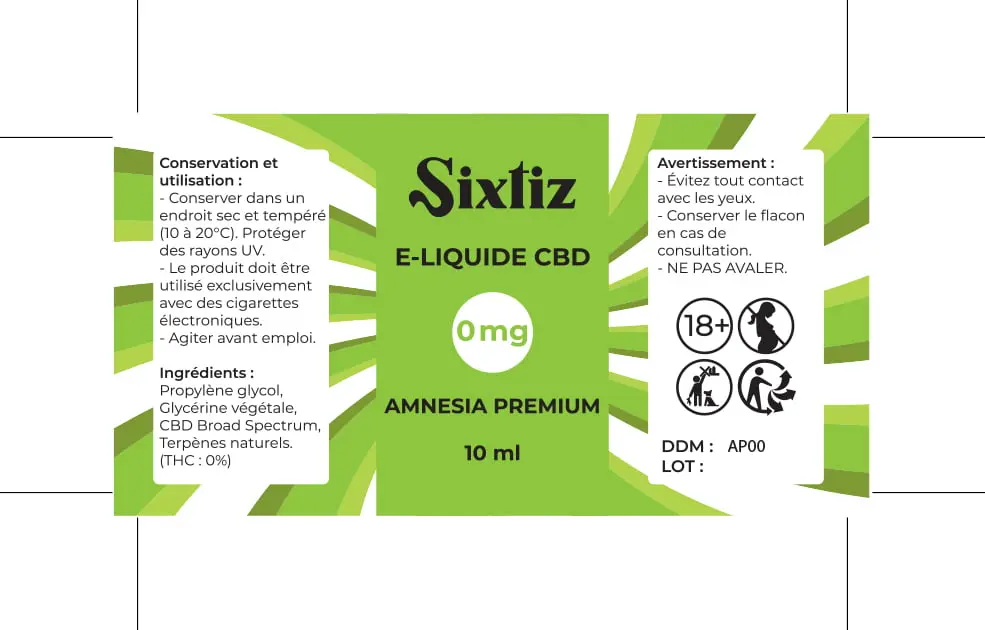 30X60 10ML EXE_ETIQUETTE_E-LIQUIDE_AMNESIA_SIXTIZ_0mg_10ml