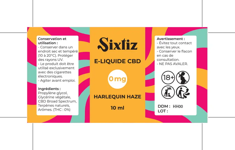 30X60 10ML EXE_ETIQUETTE_E-LIQUIDE_HARLEQUIN_SIXTIZ_0mg_10ml
