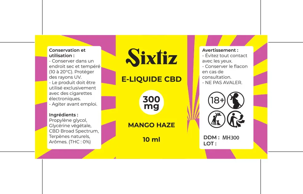 30X60 10ML EXE_ETIQUETTE_E-LIQUIDE_MANGO_SIXTIZ_300mg_10ml