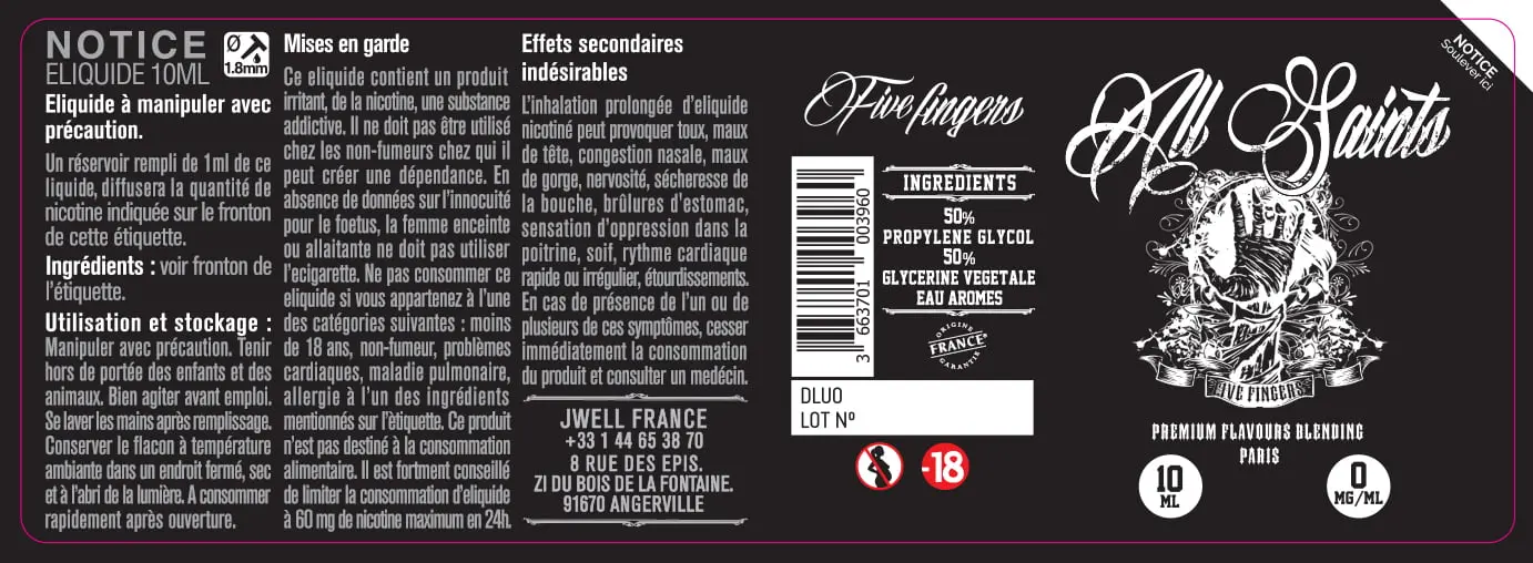 40X114 10ML FIVE-FINGERS-10ml-0mg