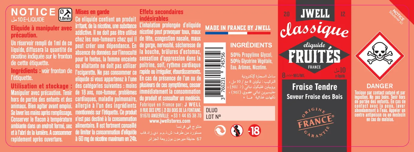 40X114 10ML FRAISE TENDRE 10ml ALGERIA-8mg