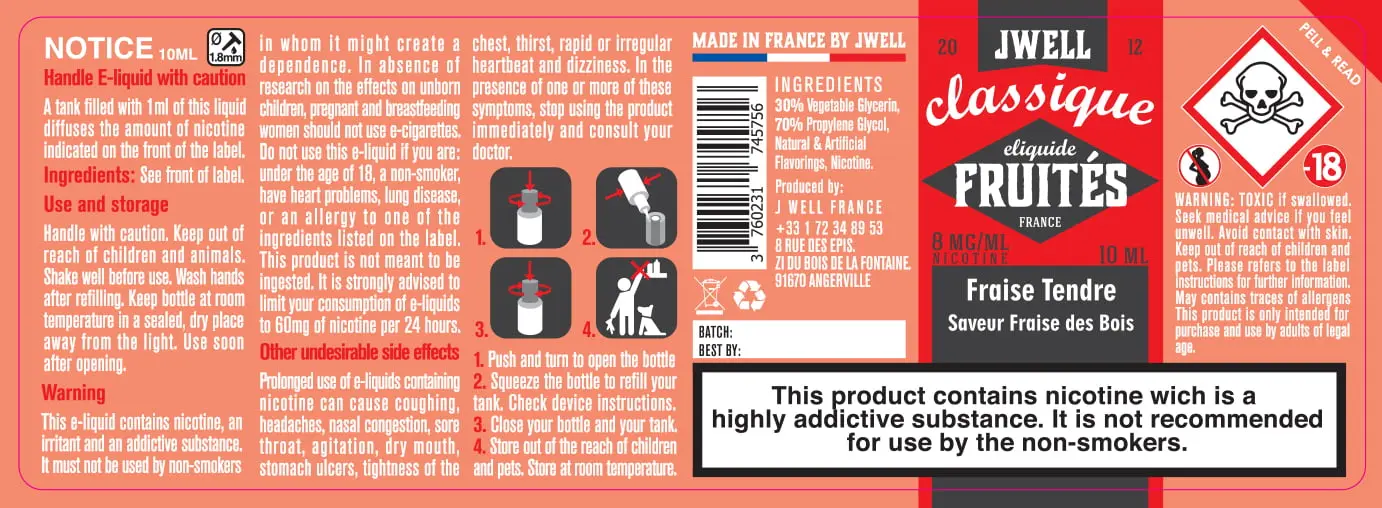 40X114 10ML FRAISE TENDRE 10ml-UK - 8mg
