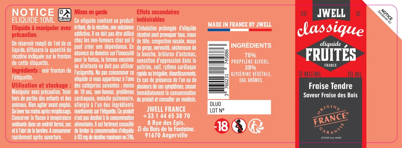 40X114 10ML FRAISE TENDRE 10ml_0MG - CLASSIC FRUITES