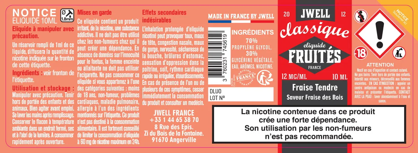 40X114 10ML FRAISE TENDRE 10ml_12MG - CLASSIC FRUITES