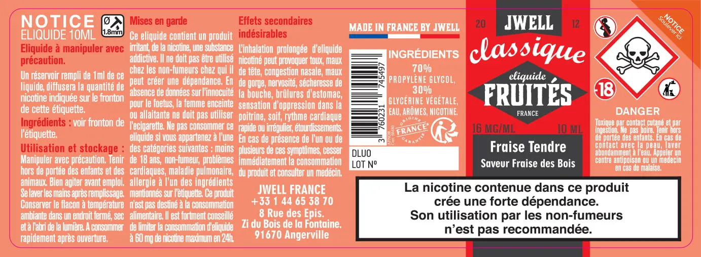 40X114 10ML FRAISE TENDRE 10ml_16MG - CLASSIC FRUITES