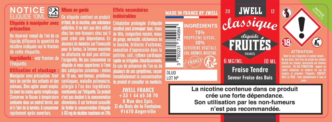 40X114 10ML FRAISE TENDRE 10ml_6MG - CLASSIC FRUITES