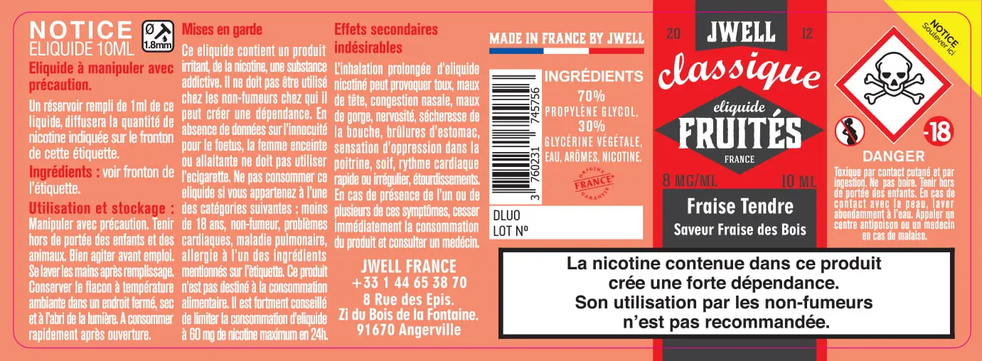 40X114 10ML FRAISE TENDRE 10ml_8MG - CLASSIC FRUITES