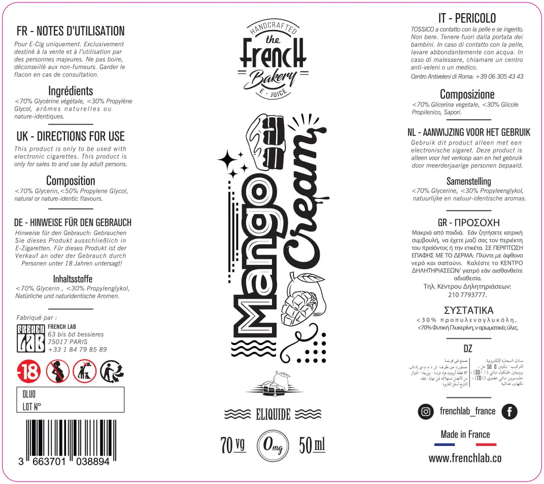 80X90 50ML FRENCH BAKERY- MANGO-CREAM_50ML