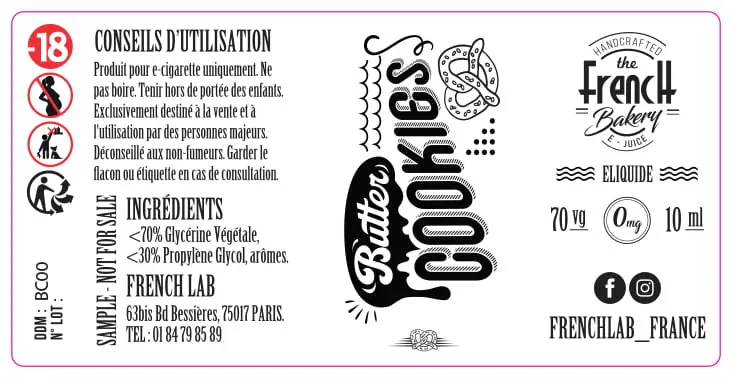 30X60 10ML FRENCH-BAKERY_10ML_SAMPLE_ALL Butter Cookies