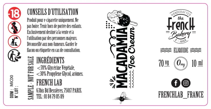 30X60 10ML FRENCH-BAKERY_10ML_SAMPLE_ALL Macadamia Ice Cream