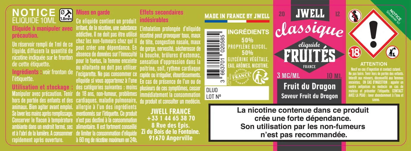 40X114 10ML FRUIT DU DRAGON 10ml_3MG