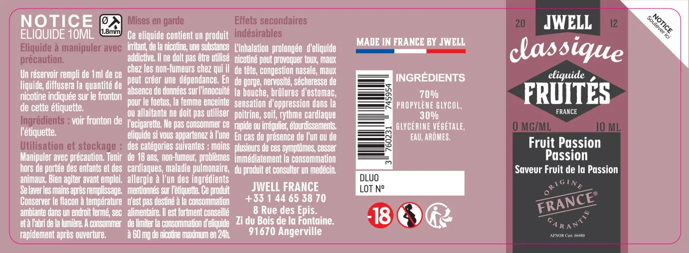 40X114 10ML FRUIT PASSION PASSION 10ml_0MG - CLASSIC FRUITES