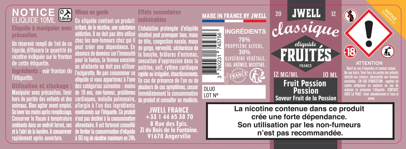 40X114 10ML FRUIT PASSION PASSION 10ml_12MG - CLASSIC FRUITES
