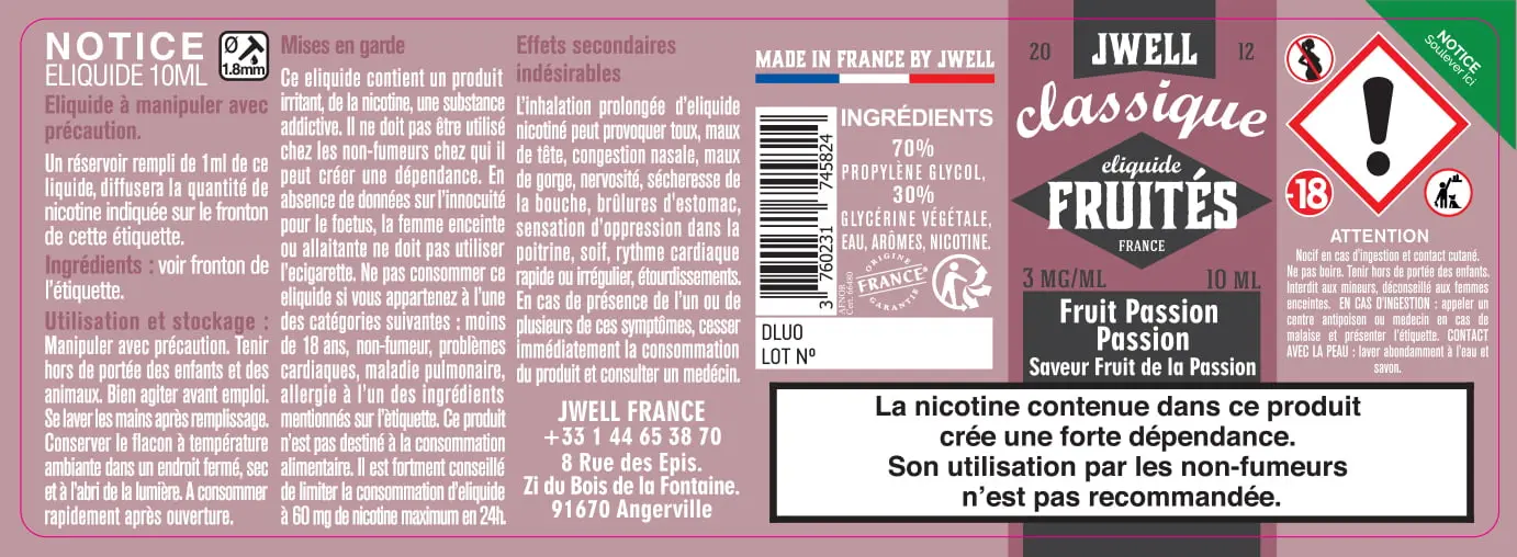 40X114 10ML FRUIT PASSION PASSION 10ml_3MG - CLASSIC FRUITES