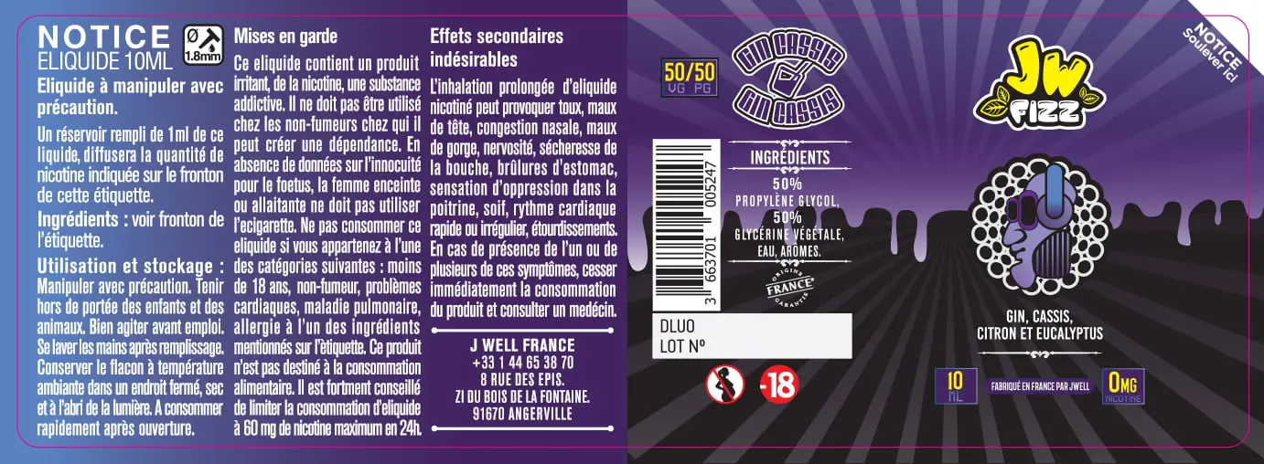 40X114 10ML GIN-CASSIS-10ml-0mg