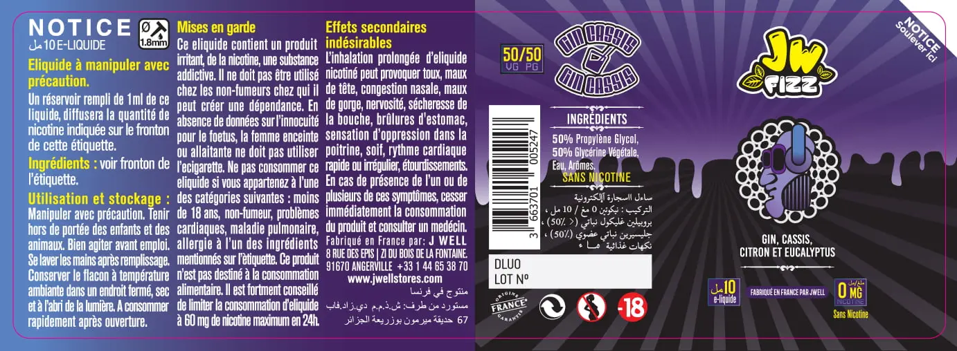 40X114 10ML GIN CASSIS 10ml ALGERIA-0mg