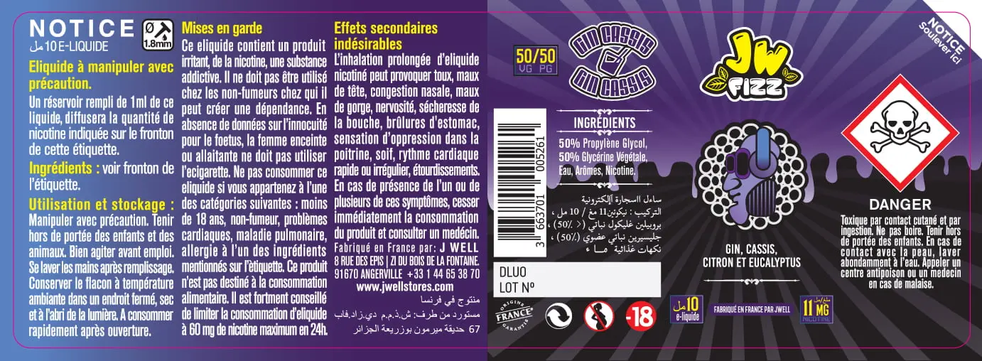 40X114 10ML GIN CASSIS 10ml ALGERIA-11mg
