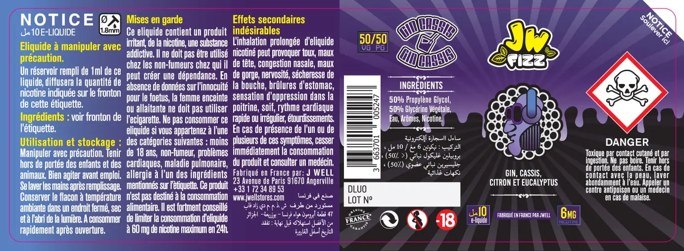 40X114 10ML GIN CASSIS 10ml ALGERIA-3mg