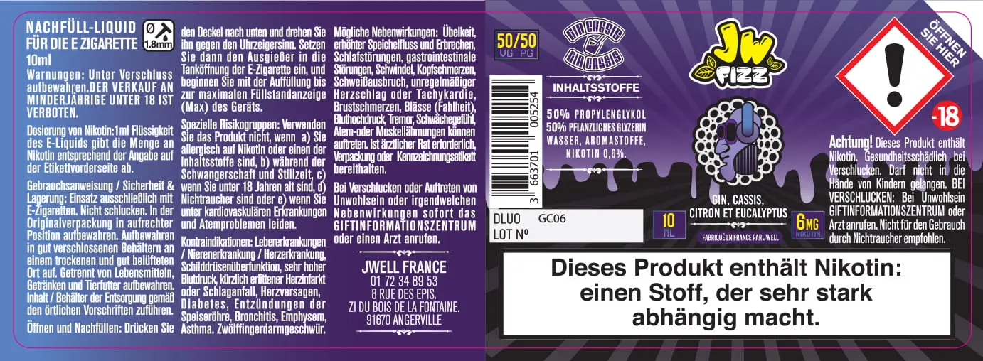 40X114 10ML GIN CASSIS 10ml GERMAN_6mg