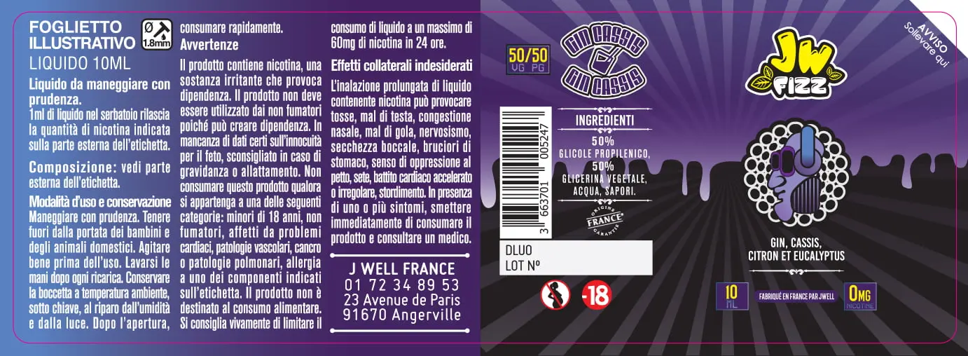 40X114 10ML GIN CASSIS 10ml-IT- 0mg