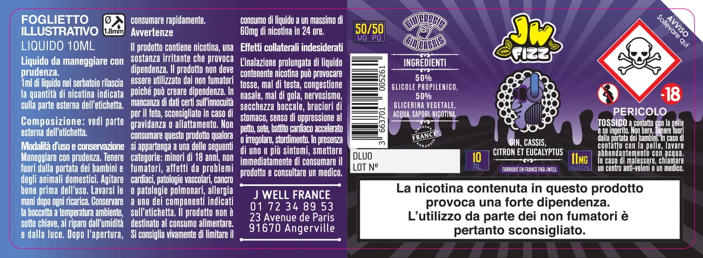 40X114 10ML GIN CASSIS 10ml-IT- 11mg