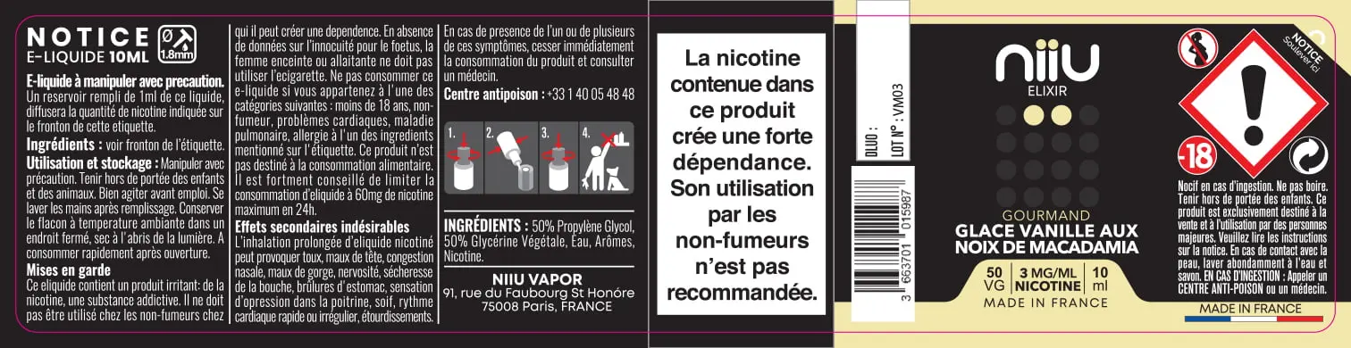 30X125 10ML GLACE-VANILLE-MACADAMIA_NIIU-Elixir_10ml_3mg_FR