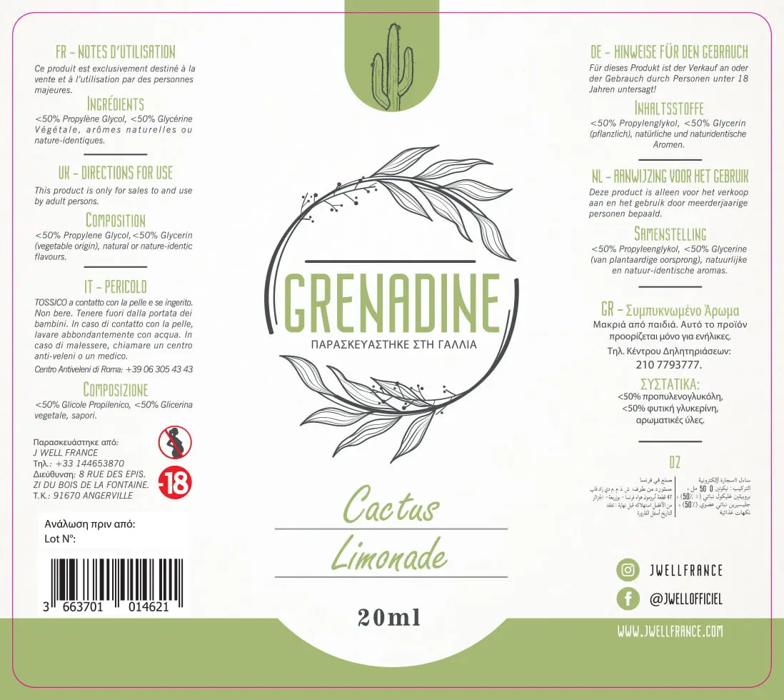 80X90 50ML GRECA - GRENADINE-20ml Greek_CACTUS - PELICOM