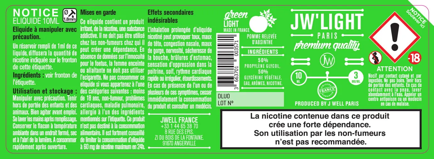 40X114 10ML GREEN-LIGHT-10ml-3mg