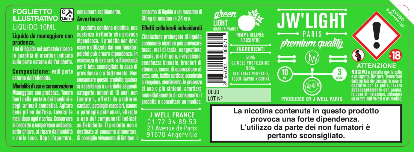 40X114 10ML GREEN LIGHT 10ml-IT-3mg