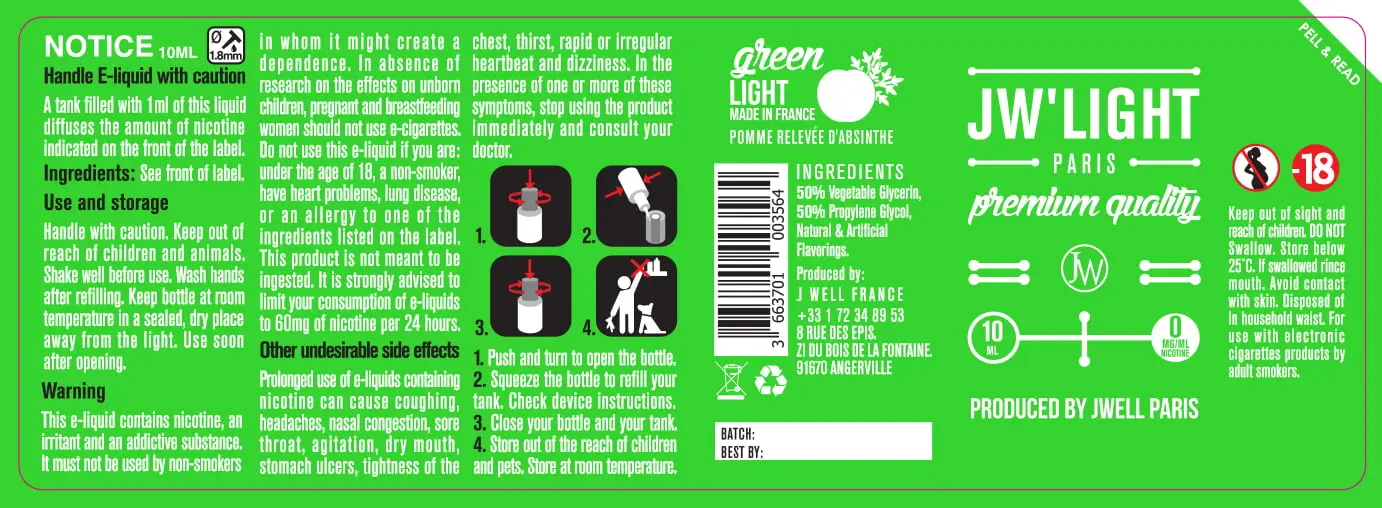 40X114 10ML GREEN LIGHT 10ml-UK - 0mg