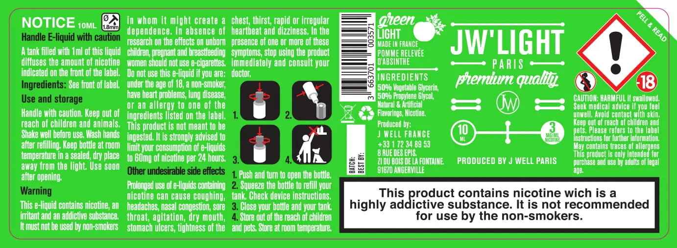 40X114 10ML GREEN LIGHT 10ml-UK - 3mg