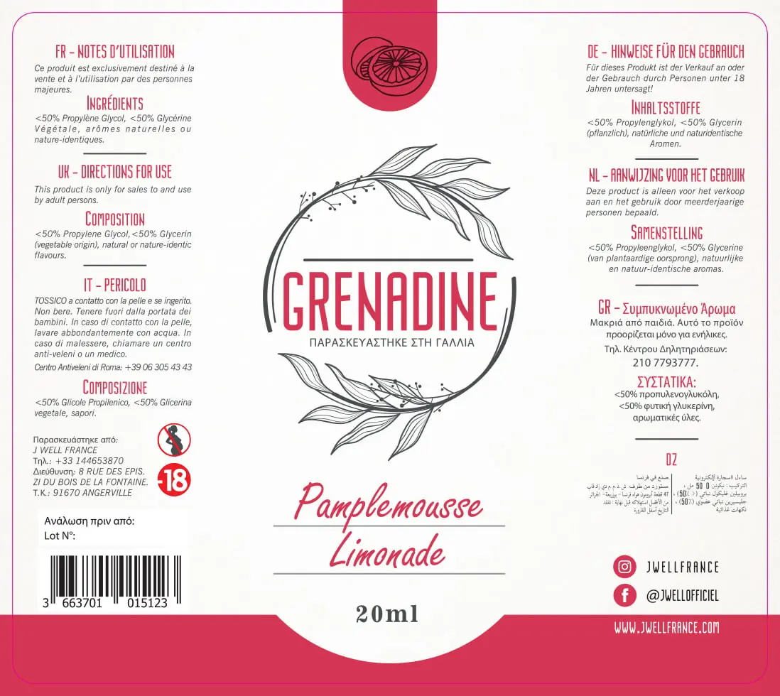 80X90 50ML GRENADINE-20ml Greek_PAMPLEMOUSSE - PELICOM
