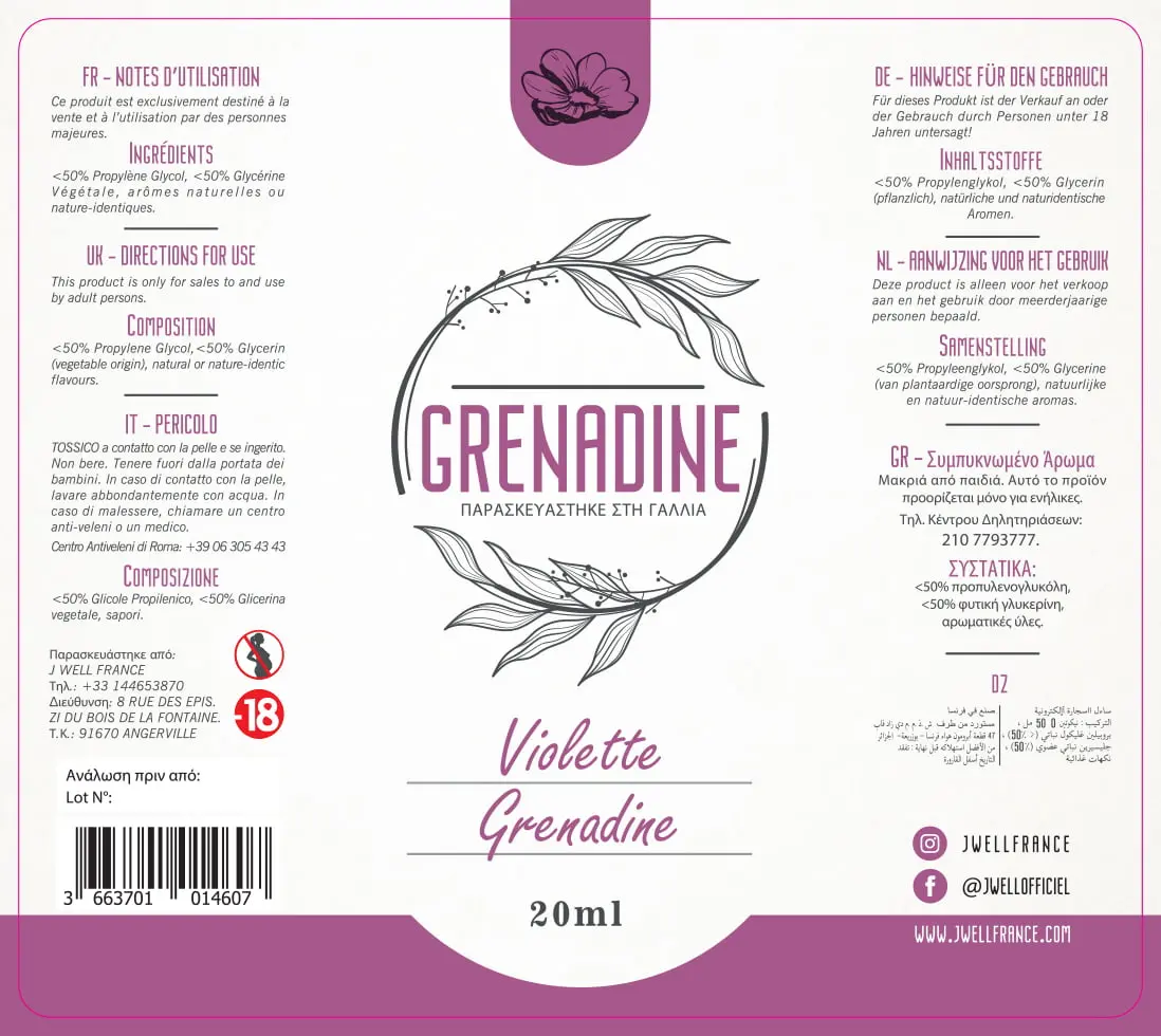 80X90 50ML GRENADINE-20ml Greek_VIOLETTE - PELICOM
