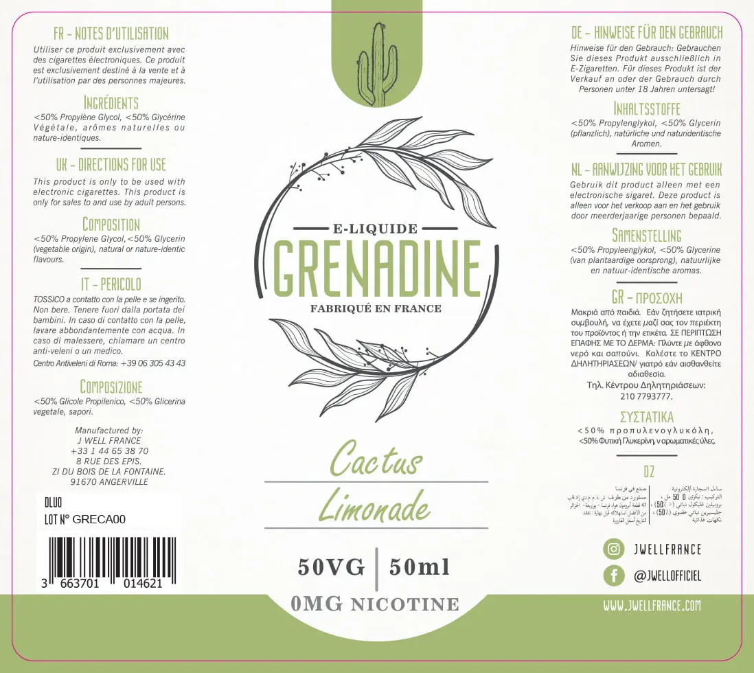 80X90 50ML GRENADINE CACTUS 50ml PELIC MAT